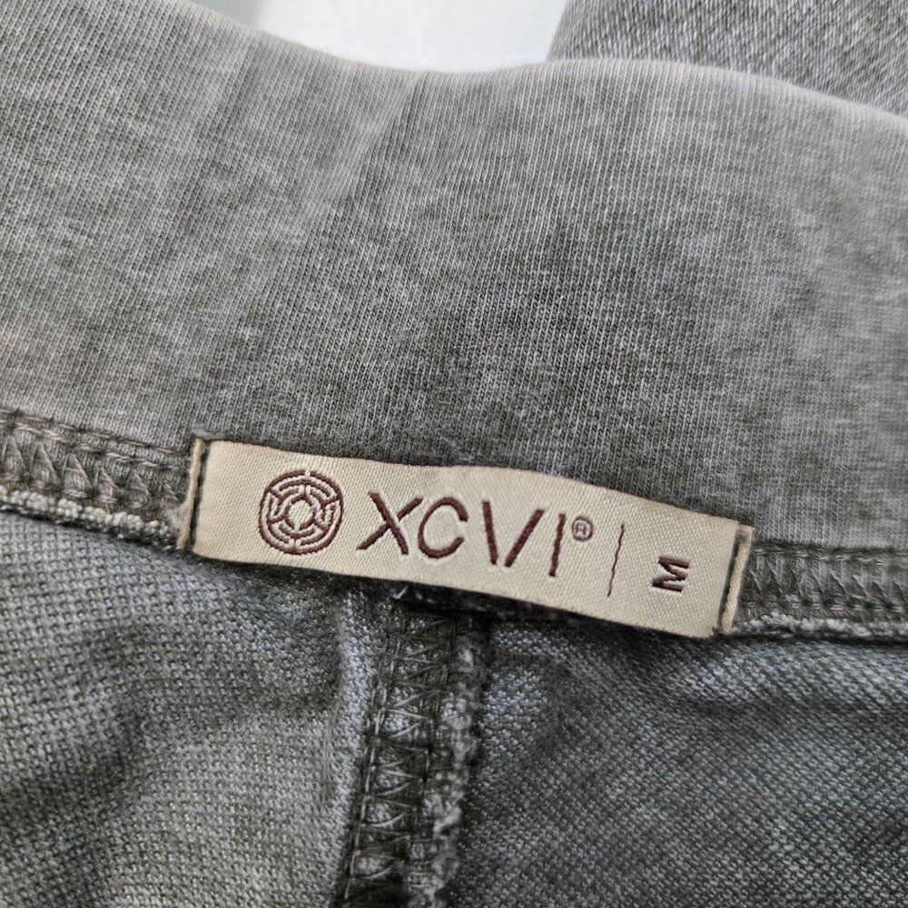 XCVI Sz M Wide Leg Pull-On Grey Washed Pull-On Raw Hem Jean Chambray Ankle Pants - Picture 7 of 9